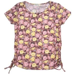 Full Circle Comfy Tee Shirt Pink Yellow Round Neck Size Ties Stretch Size XL